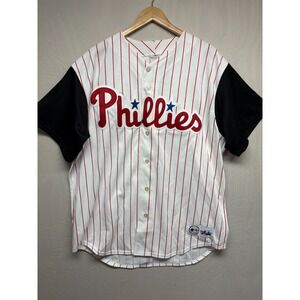 Philadelphia Phillies Majestic MLB Baseball Jersey Mens White Pinstripe XL NWOT